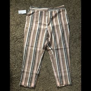 JustFab Slim Crop Linen Trousers